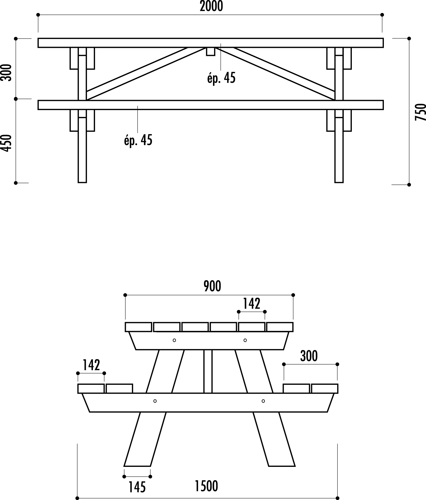 Table pique nique en bois autoclave, table pique nique en bois Berlin